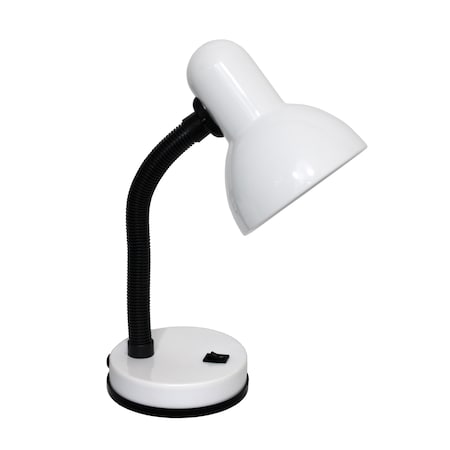 Simple Designs Basic Metal Desk Lamp with Flexible Hose Neck, White LD1003-WHT
